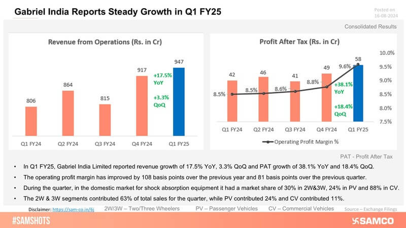 Here’s how Gabriel India performed during Q1FY25: