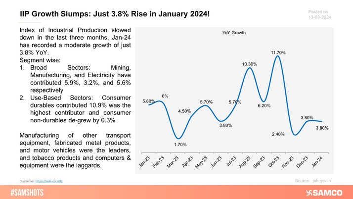 Data on the Index of Industrial Production for the month of January 2024!