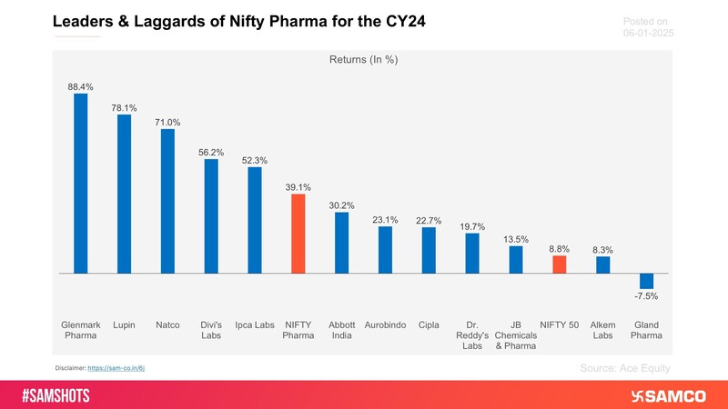 Here’s the list of leaders and laggards for the CY24 in Nifty Pharma.