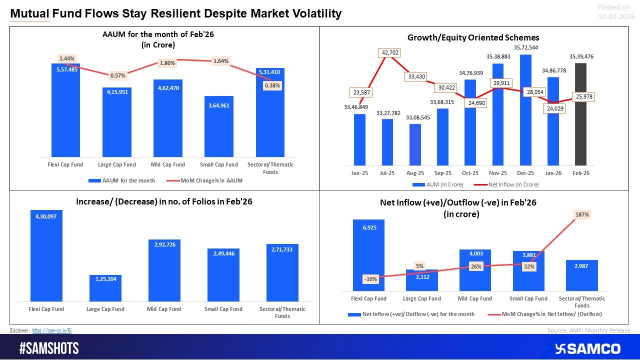 Mutual fund inflows remain steady amid volatility.