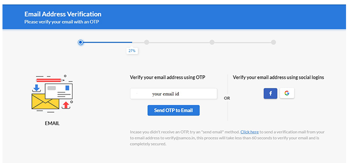 In the next window, verify using OTP or google socials as per your preference