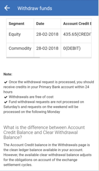 withdraw funds message