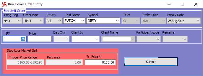 Cover Order Entry Form