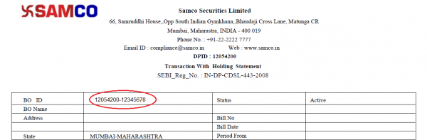 Demat Transaction cum Holding Statement