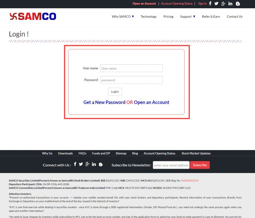 Fill in details – Discount Brokers in India – Samco Securities