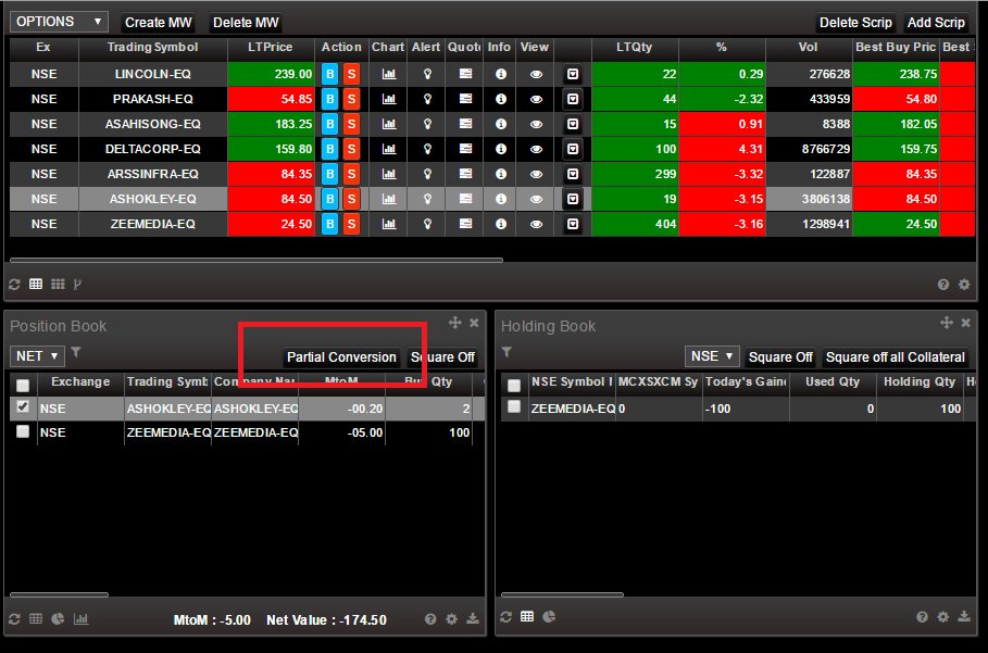 SAMCO Web Xpress - Partial Position Conversion
