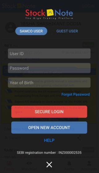 stocknote user login