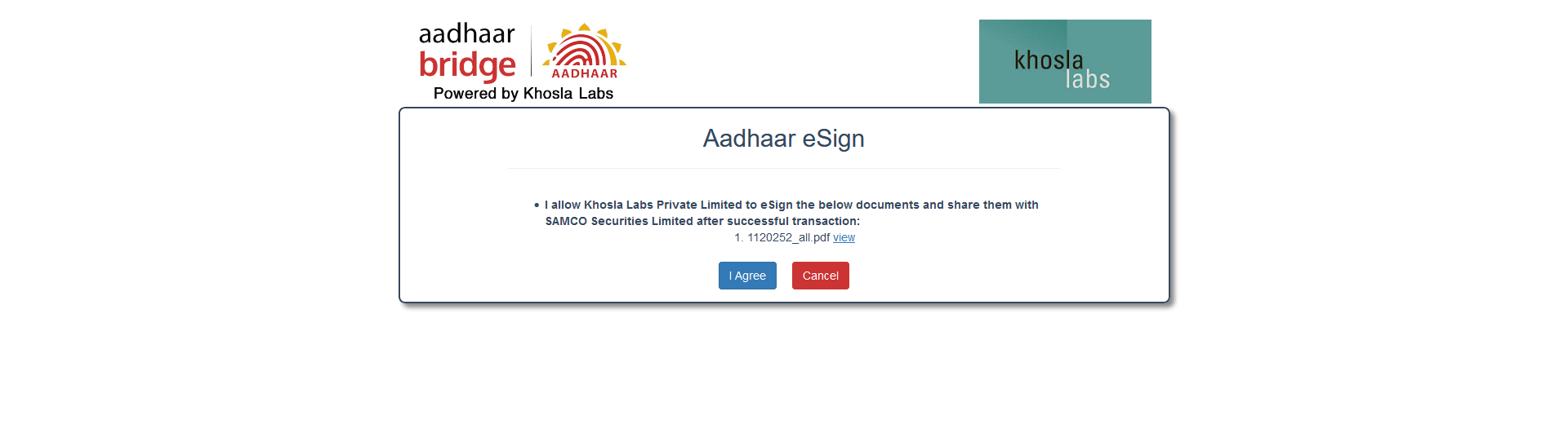 samco-account-aadhar confirmation