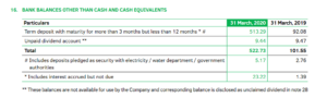 Balance Sheet Bank Balance