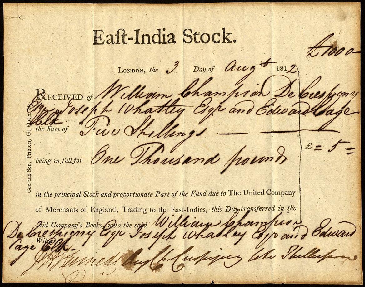 Share Certificate of Dutch East India Company