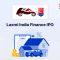 Laxmi India Finance IPO announcement banner, featuring the company logo, company name, and a design vector.