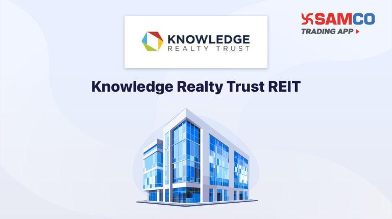 Knowledge Realty Trust REIT announcement banner, featuring the company logo, company name, and a design vector.