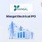 Mangal Electrical IPO announcement banner, featuring the company logo, company name, and a design vector.