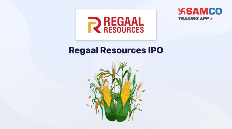 Regaal Resources IPO announcement banner, featuring the company logo, company name, and a design vector.