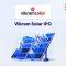Vikram Solar IPO announcement banner, featuring the company logo, company name, and a design vector.