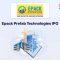 Epack Prefab Technologies IPO announcement banner, featuring the company logo, company name, and a design vector.