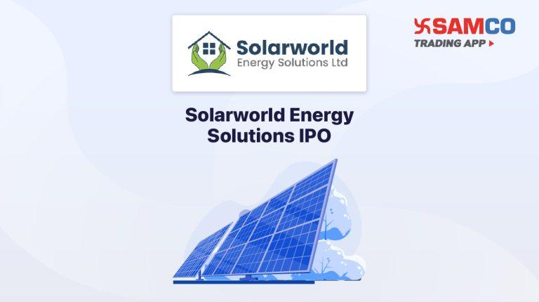 Solarworld Energy Solutions IPO announcement banner, featuring the company logo, company name, and a design vector.