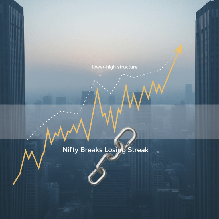Nifty Breaks Losing Streak, but Range-Bound Trade and Lower-High Structure Persist