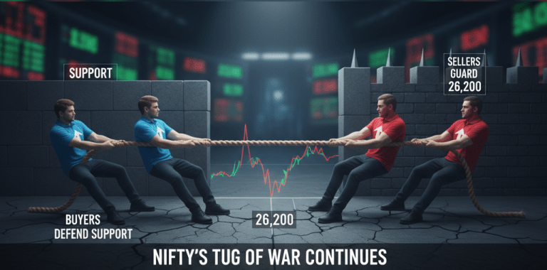 Nifty’s Tug of War Continues as Buyers Defend Support, Sellers Guard 26,200