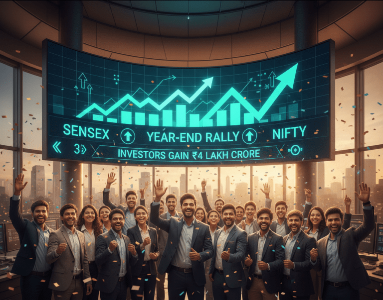 Sensex and Nifty Surge on Year-End Rally, Investors Gain ₹4 Lakh Crore
