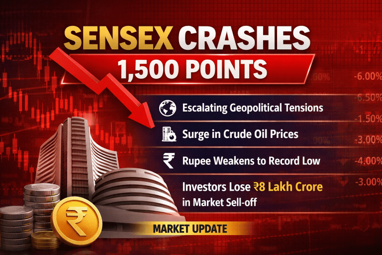Sensex Crashes Over 1,500 Points; Investors Lose ₹8 Lakh Crore Amid Global Uncertainty | Stock Market Today