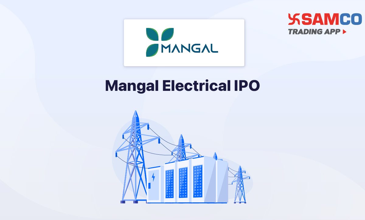 Mangal Electrical IPO announcement banner, featuring the company logo, company name, and a design vector.