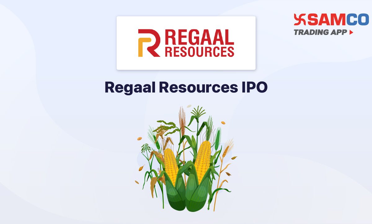 Regaal Resources IPO announcement banner, featuring the company logo, company name, and a design vector.