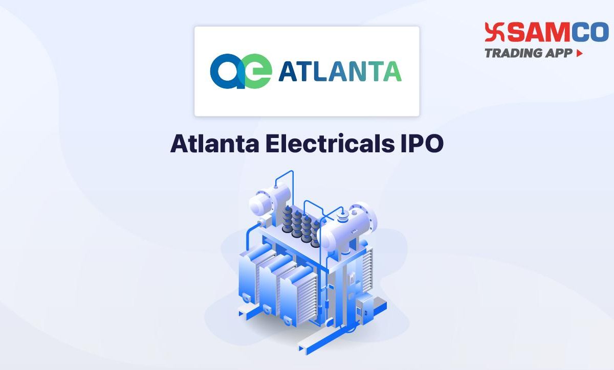 Atlanta Electricals IPO announcement banner, featuring the company logo, company name, and a design vector.