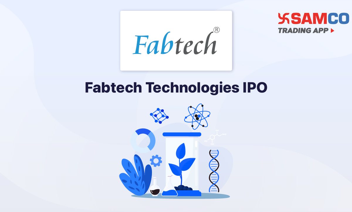 Fabtech Technologies IPO announcement banner, featuring the company logo, company name, and a design vector.