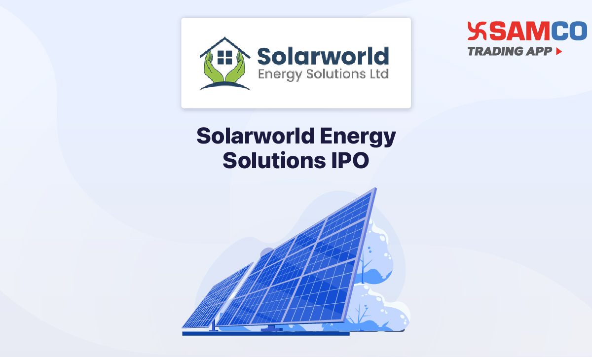Solarworld Energy Solutions IPO announcement banner, featuring the company logo, company name, and a design vector.