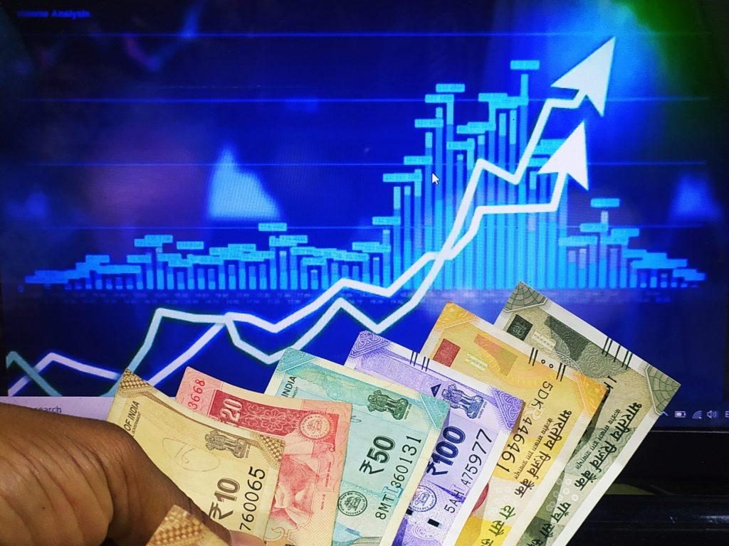 Stock market graph showing Sensex and Nifty 50 movement today
