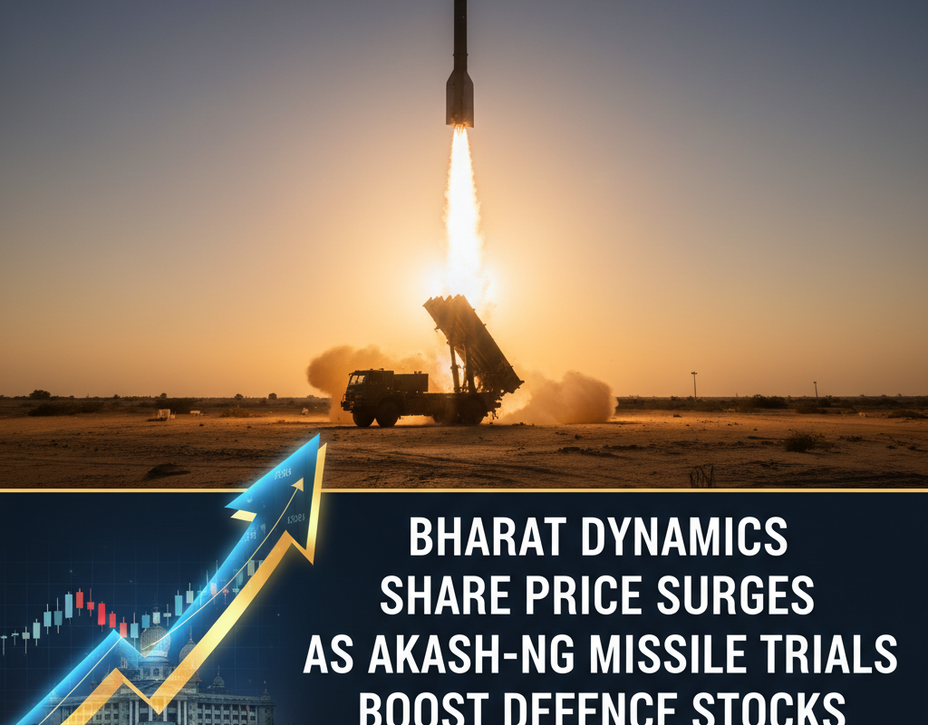 Bharat Dynamics Share Price Surges as Akash-NG Missile Trials Boost Defence Stocks | Stock Market Today