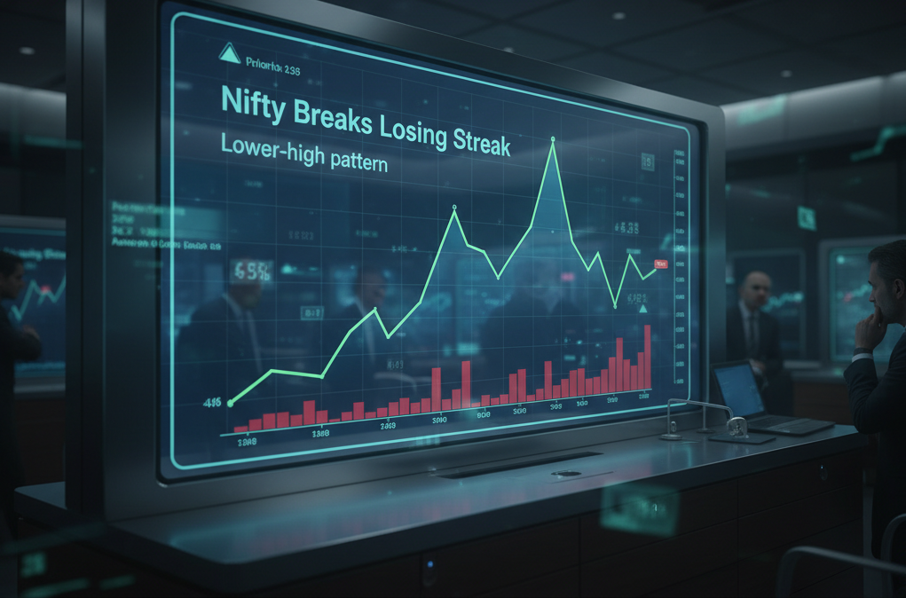 Nifty Breaks Losing Streak but Lower-High Pattern Still Dominates: Will the Index Break Out of Its Range?