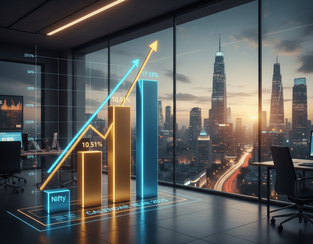 Nifty Gains 10.51% and Nifty Bank Rises 17.15% in Calendar Year 2025