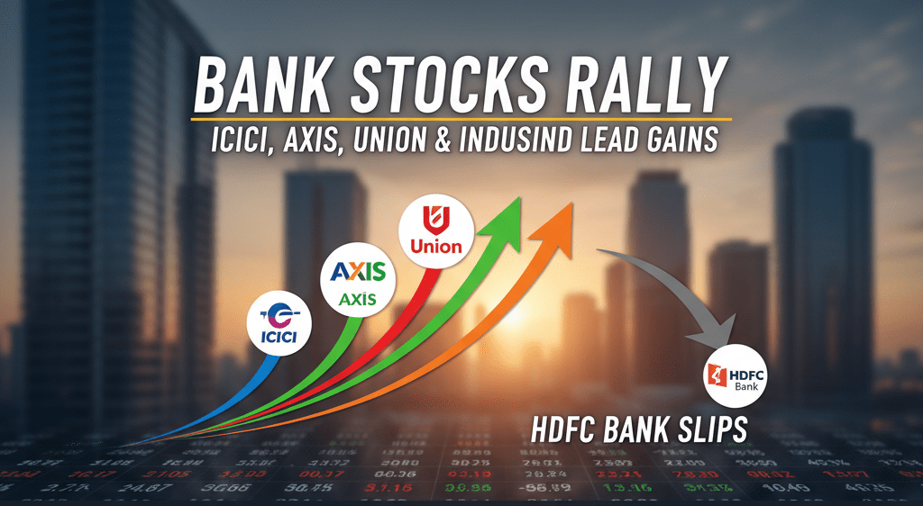 Bank Stocks Rally: ICICI, Axis, Union & IndusInd Lead Gains, HDFC Bank Slips