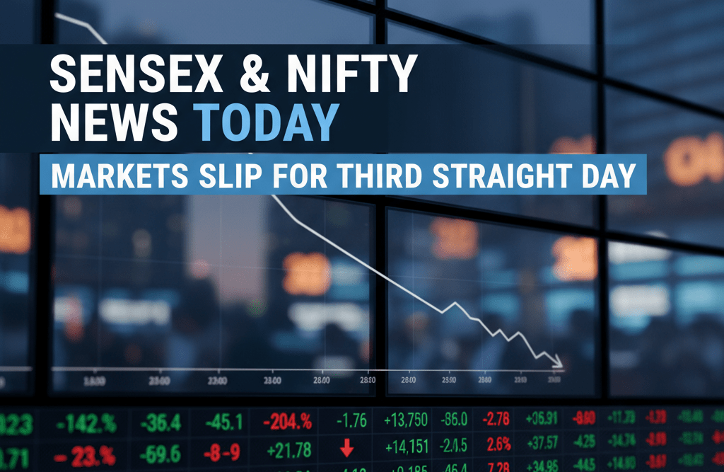 Sensex and Nifty News Today: Markets Slip for Third Straight Day, Broader Indices Hold Ground