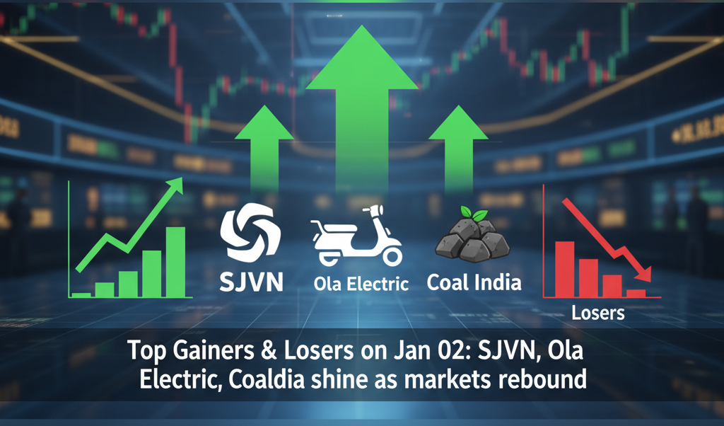 Top Gainers & Losers on Jan 02: SJVN, Ola Electric, Coal India shine as markets rebound