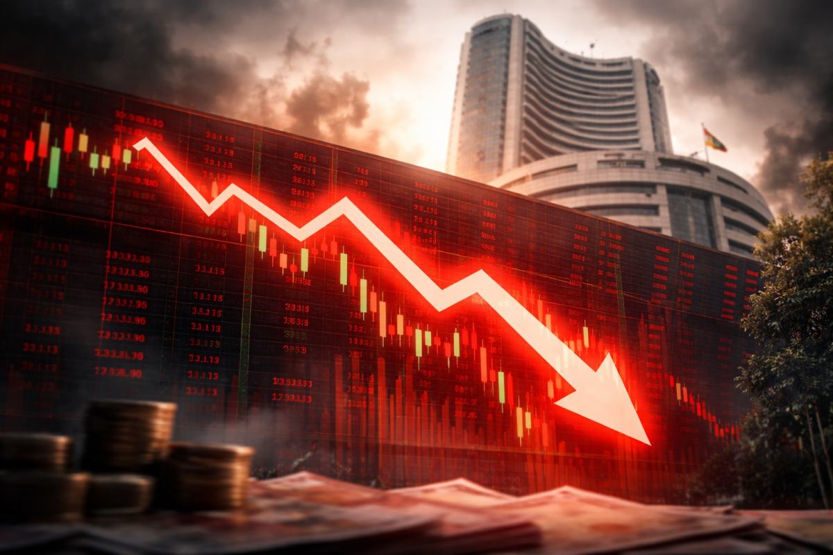 Sensex today and Nifty 50 decline sharply on March 04 amid stock market crash triggered by geopolitical tensions, crude surge and rupee weakness